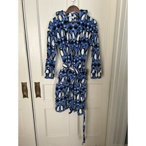 Vera Bradley Hooded Penguin Fleece Tie Robe Womens Size S/M Blue Soft Warm Cozy